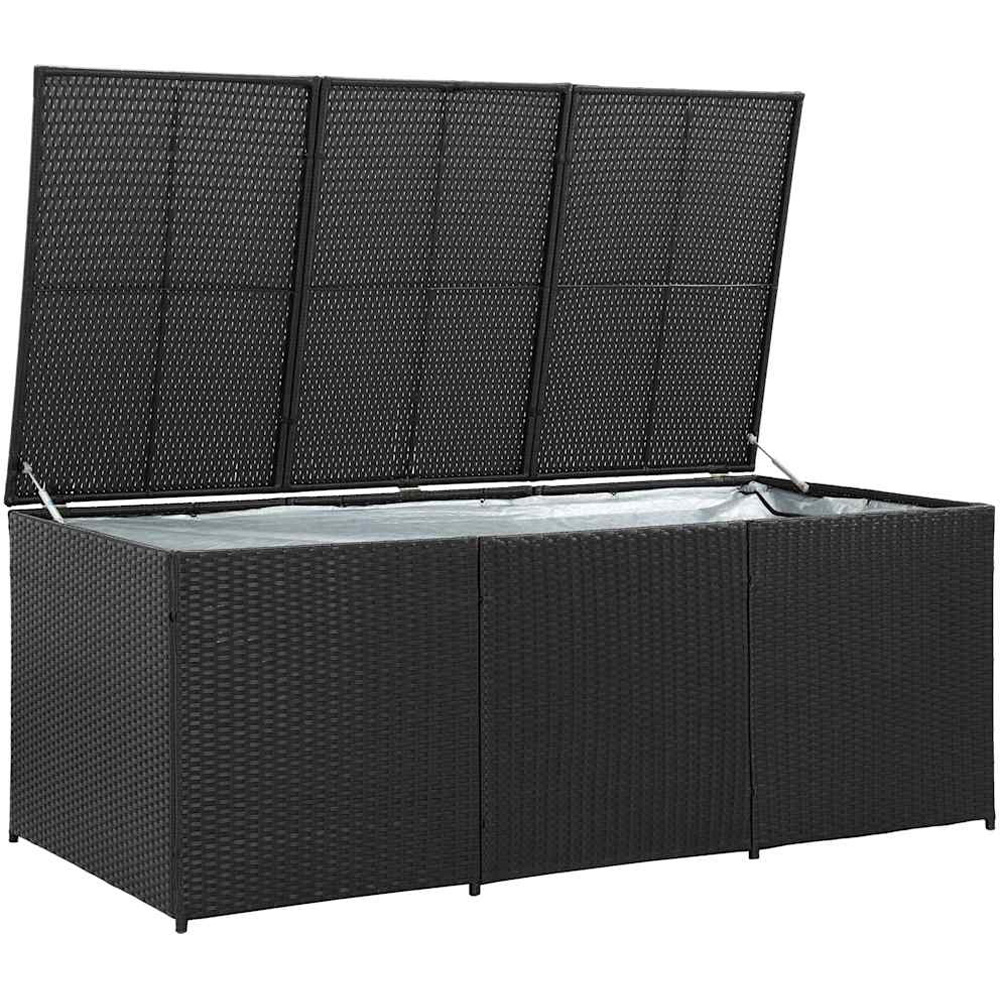 Walplus 180 x 90 x 70cm Black Poly Rattan Garden Storage Box Image 3
