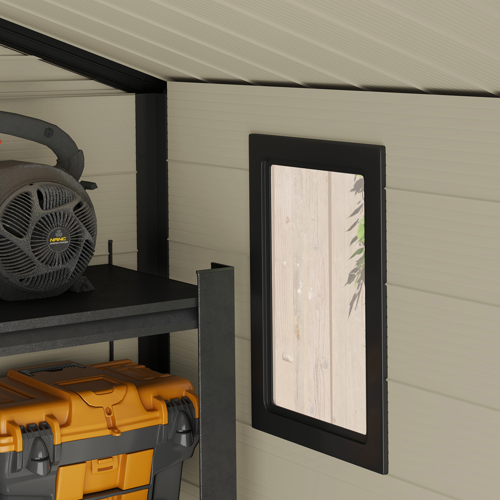 Outsunny 8 x 6ft Cream White Garden Shed Storage with Foundation Kit Image 3