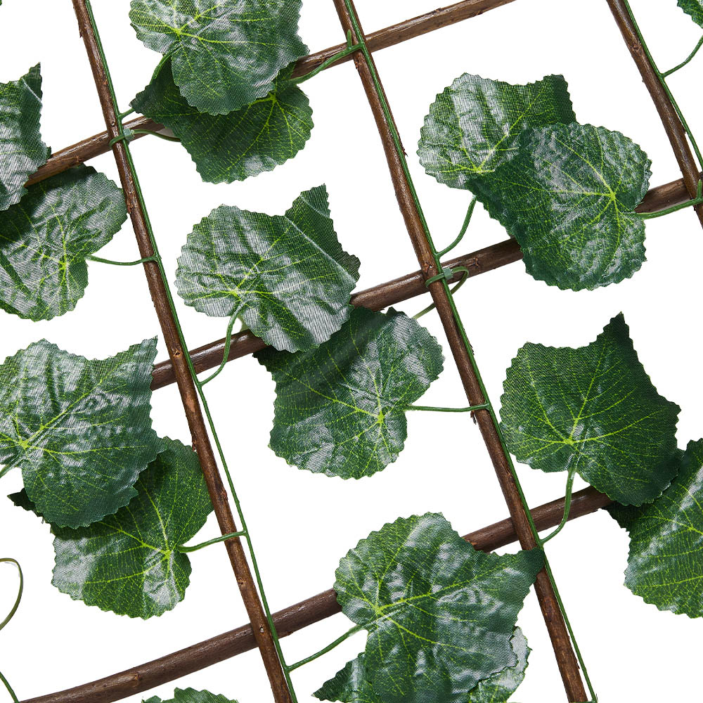 Living and Home 6.2 x 1.7ft Retractable Hedge Panel with Artificial Grape Leaf Image 5