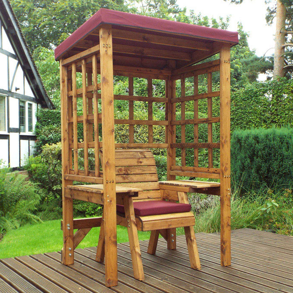 Charles Taylor Wentworth Single Seater Arbour with Burgundy Roof Cover Image 1