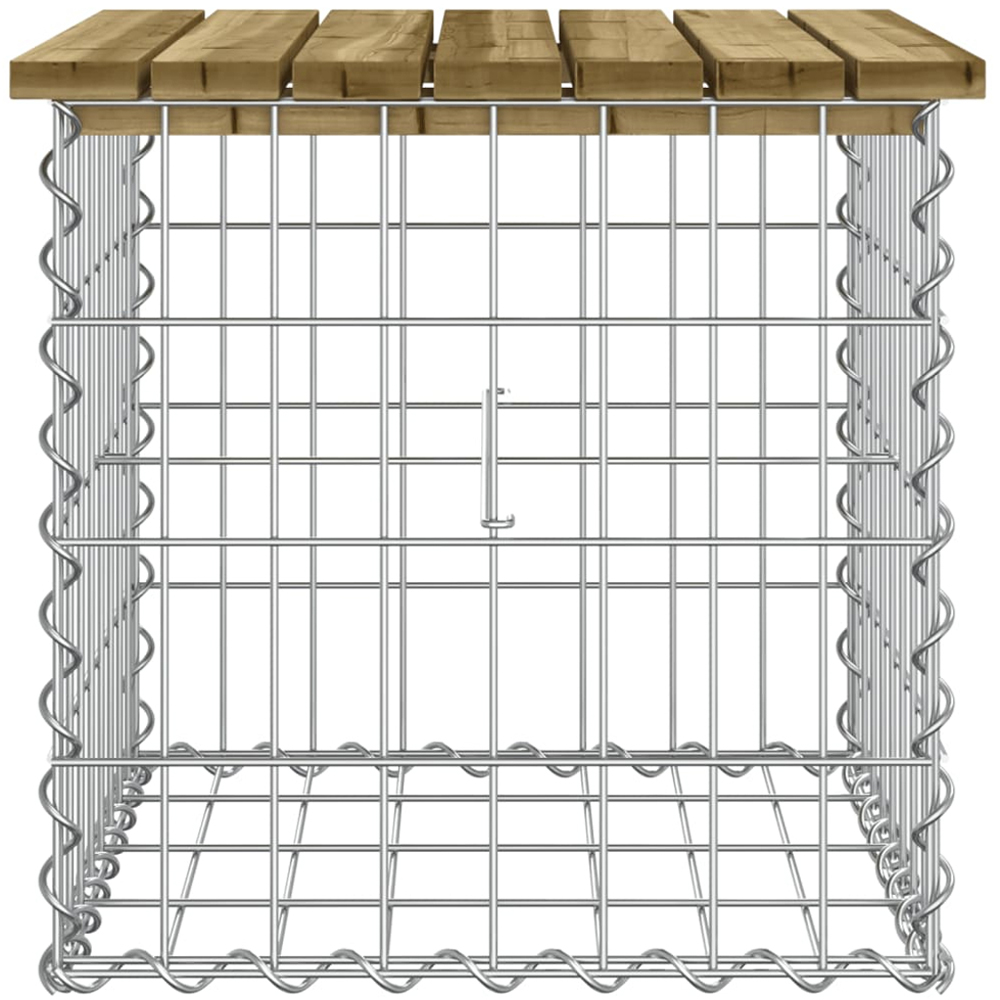 vidaXL Brown Solid Impregnated Pine Wood Gabion Design Garden Bench 43 x 44 x 42cm Image 3