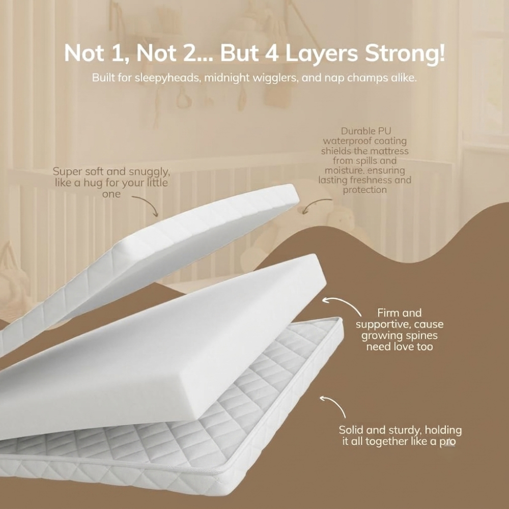 Opulent Home Waterproof Hypoallergenic Baby Cot Bed Mattress 120 x 60 x 15cm Image 5