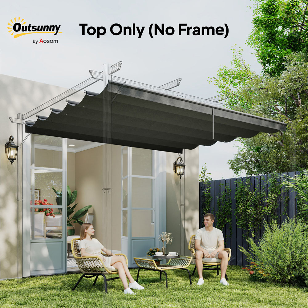 Outsunny 4 x 3m Dark Grey Retractable Pergola Cover Image 7