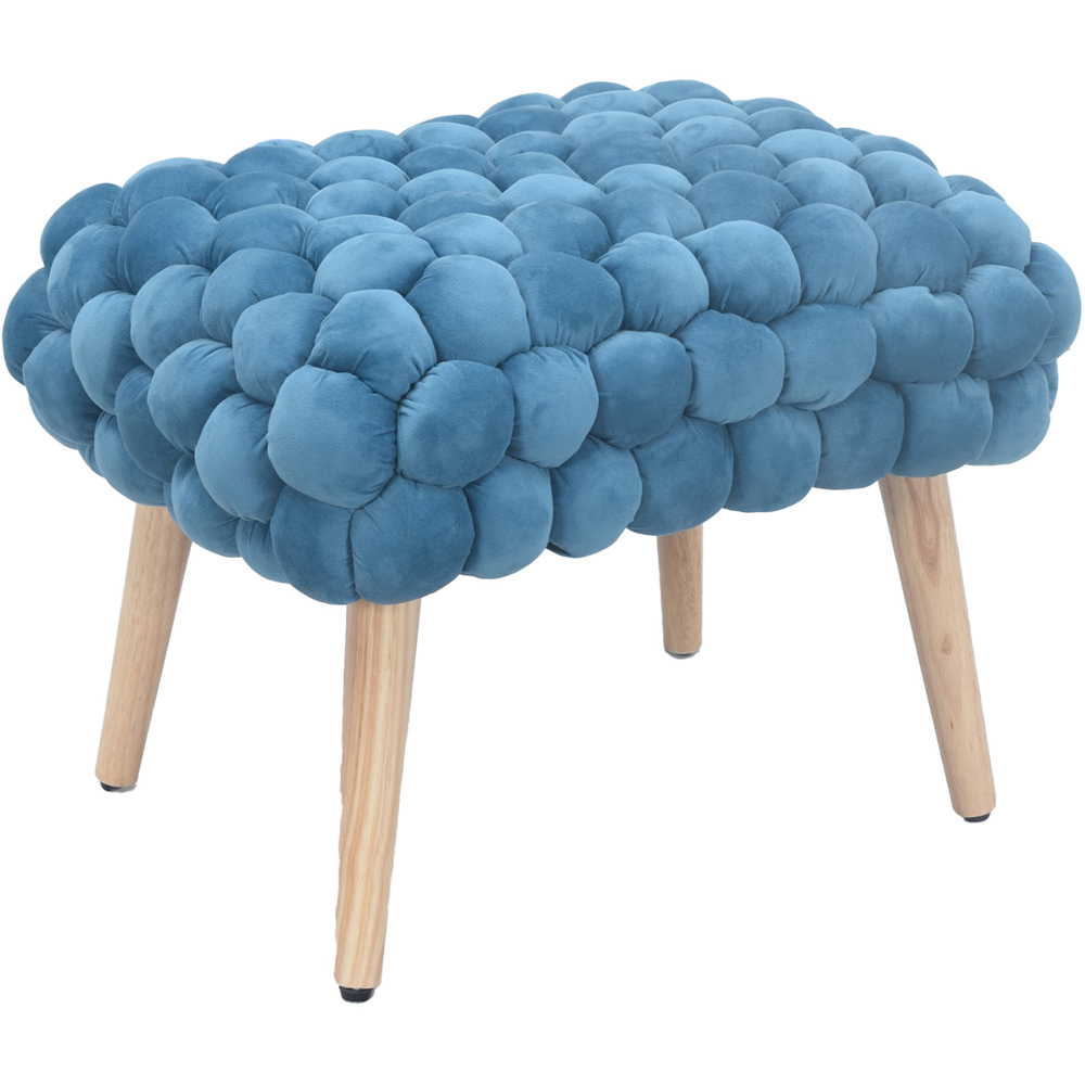 Artemis Home Cushla Blue Bubbly Velvet Small Footstool Image 2