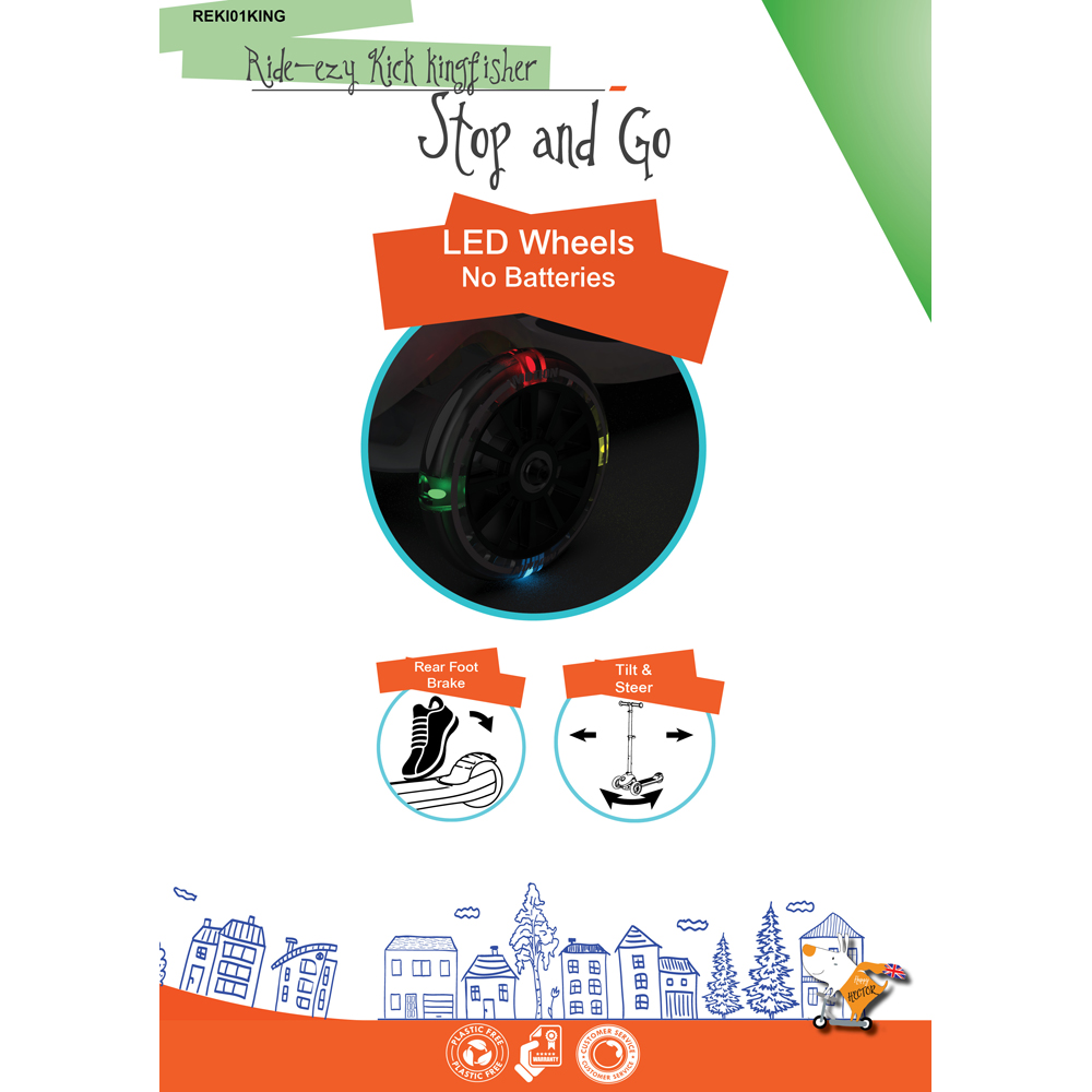 Ride-Ezy Kick Kingfisher 3 LED Wheel Scooter Image 6