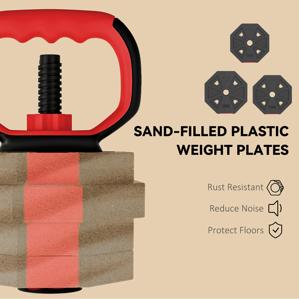 SPORTNOW 6-in-1 Red Adjustable Weight Set 20kg Image 5