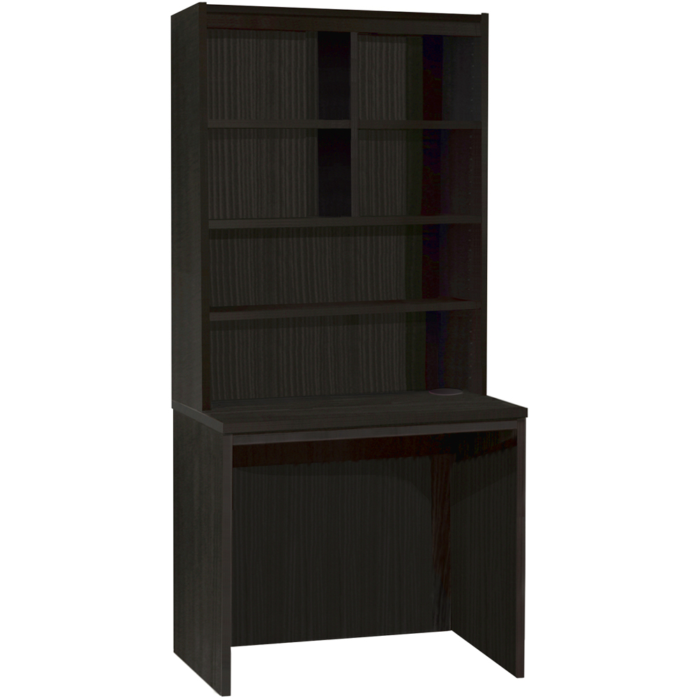 R White Cabinets 6 Shelf Home Office Desk with Hutch Black Image 2