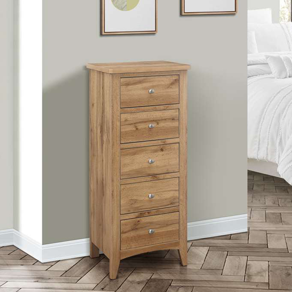 Hampstead 5 Drawer Tall Wooden Chest of Drawers Image 7