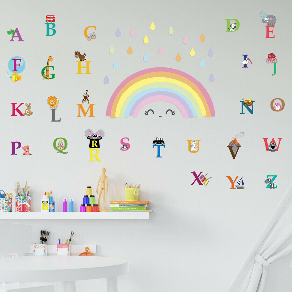 Walplus Colourful Alphabets and Rainbow Kids Bedroom Self Adhesive Wall Stickers Image 3