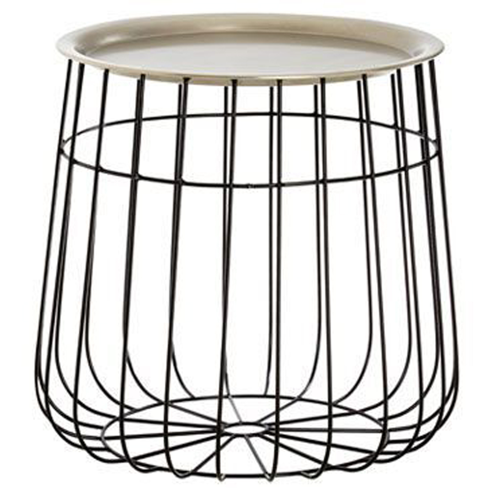 Premier Housewares Templar Silver and Black Wire Frame Side Table Image 2