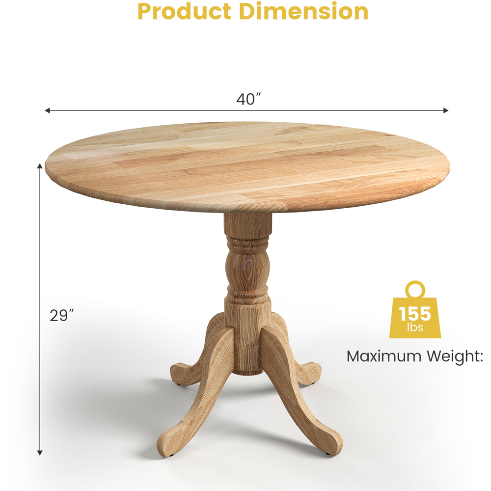 Costway 4 Seater Natural Wooden Round Dining Table Image 9