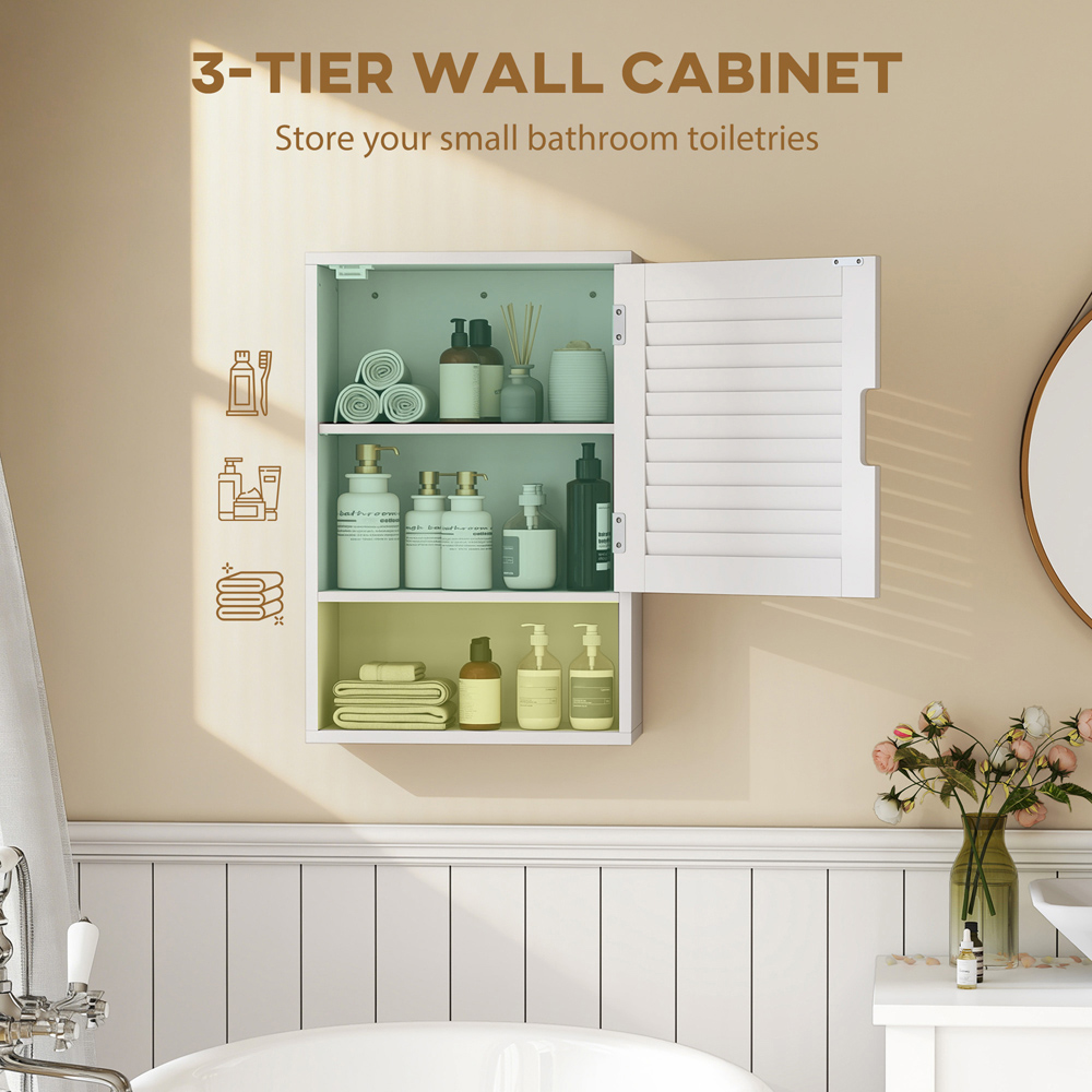 Portland Single Door Single Shelf White Wall-Mounted Bathroom Storage Cabinet Image 5