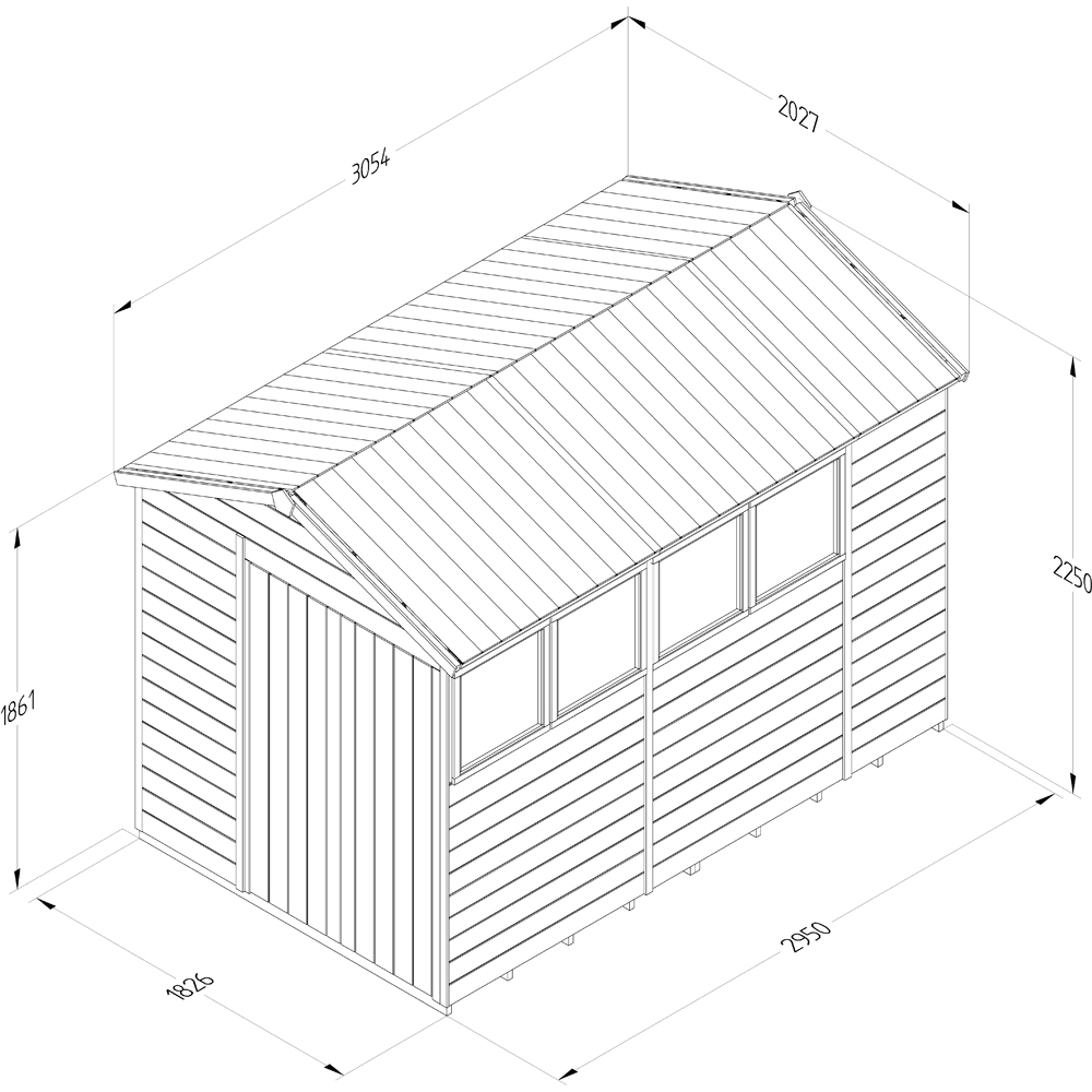 Forest Garden Timberdale 6 x 10ft 2 Opening Apex Shed Image 9