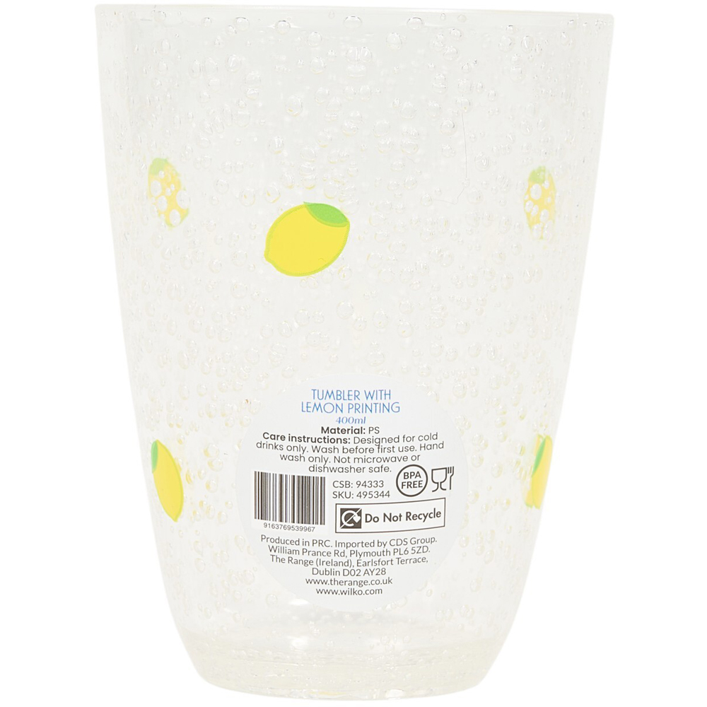 Lemon Print High Ball Tumbler Image 4