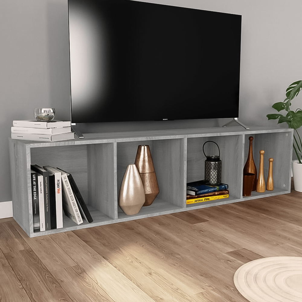 vidaXL 4 Shelf Grey Smoked Oak Bookcase Image 1