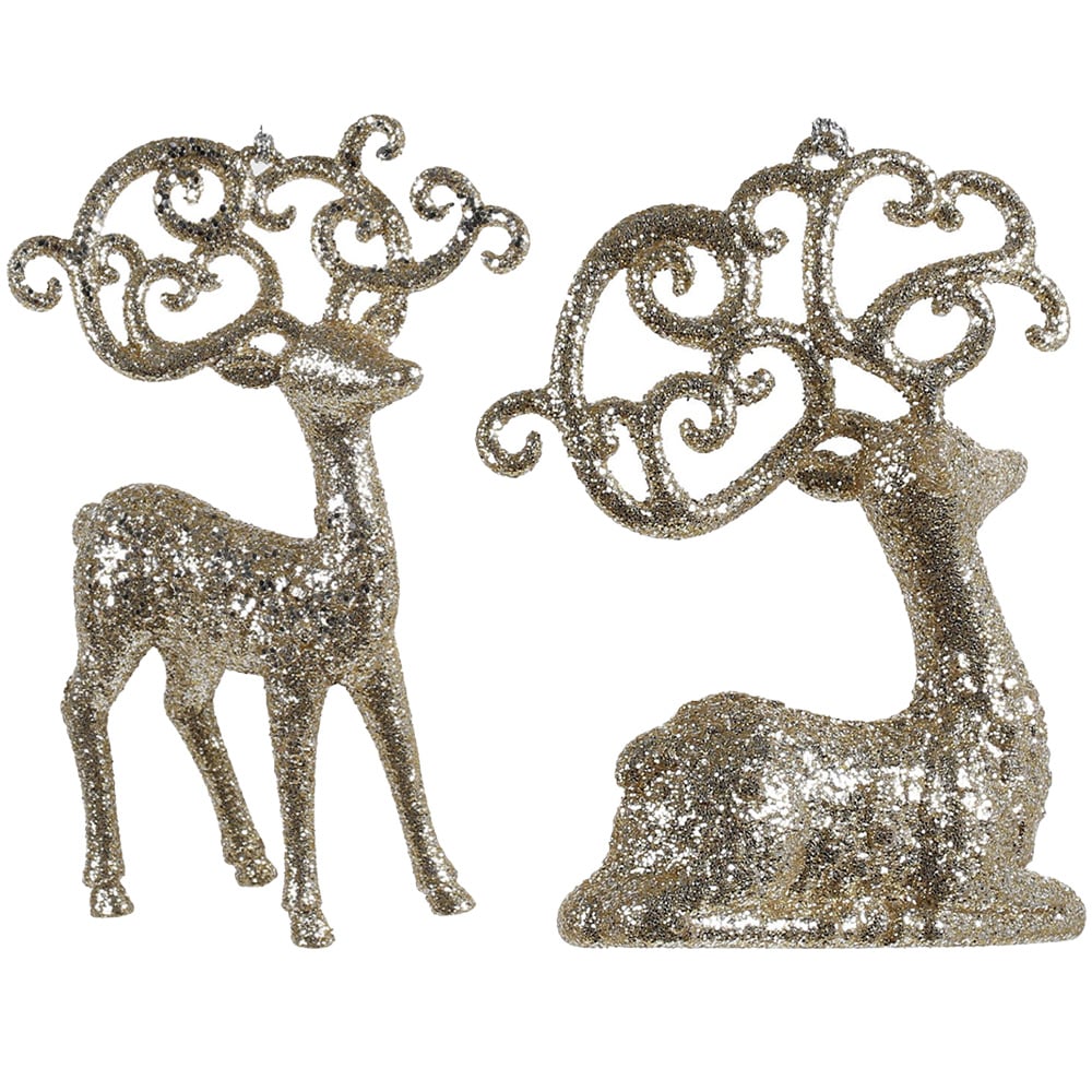 Single Grace & Glory Glitter Reindeer Ornament in Assorted styles Image 1