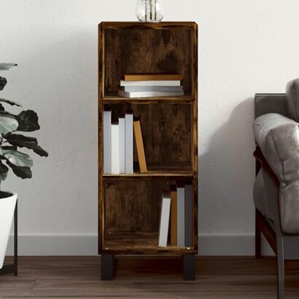 vidaXL 3 Shelf Smoked Oak Sideboard Image 1