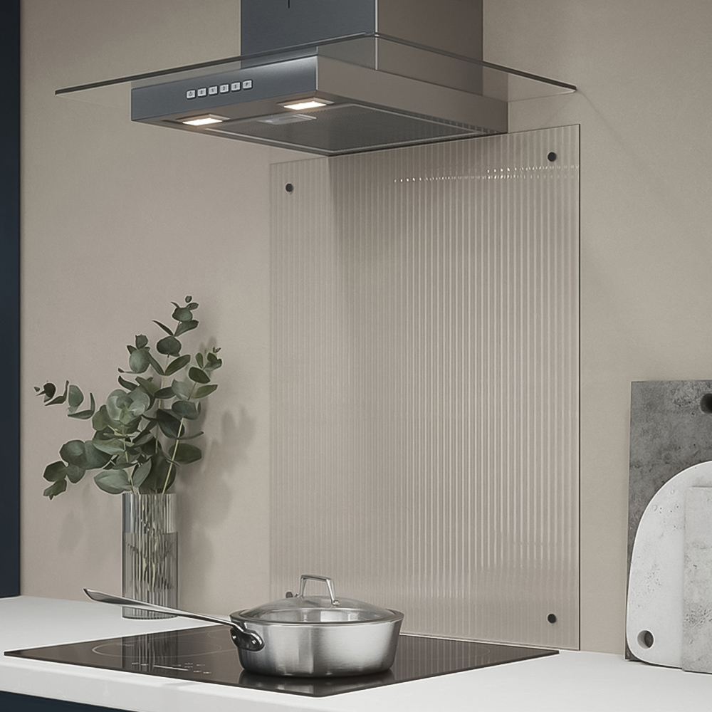 Fluted Clear Glass Kitchen Splashback with Bronze Caps 600 x 750 x 4mm Image 1