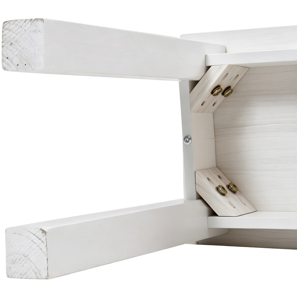 Living and Home White Wood Grain Bench with Pine Legs Image 6