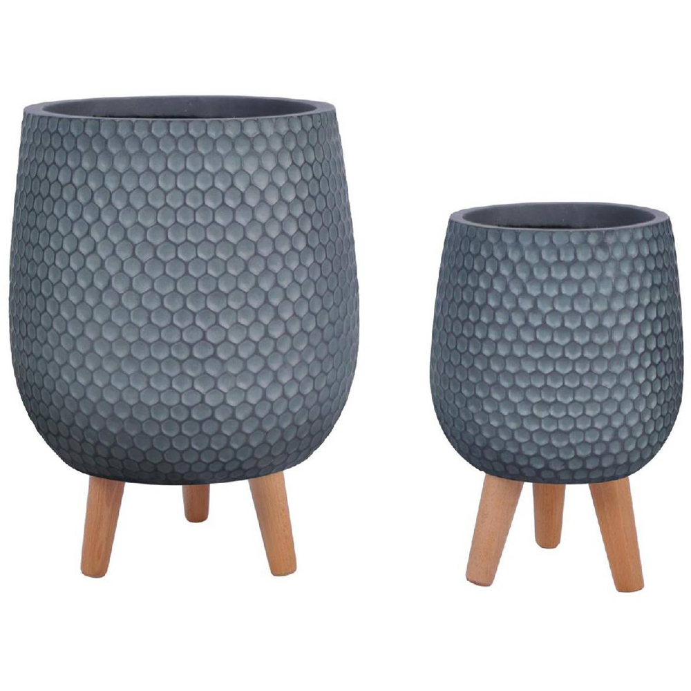 wilko Honeycomb Grey Round Indoor Planter on Legs 34cm Image 3