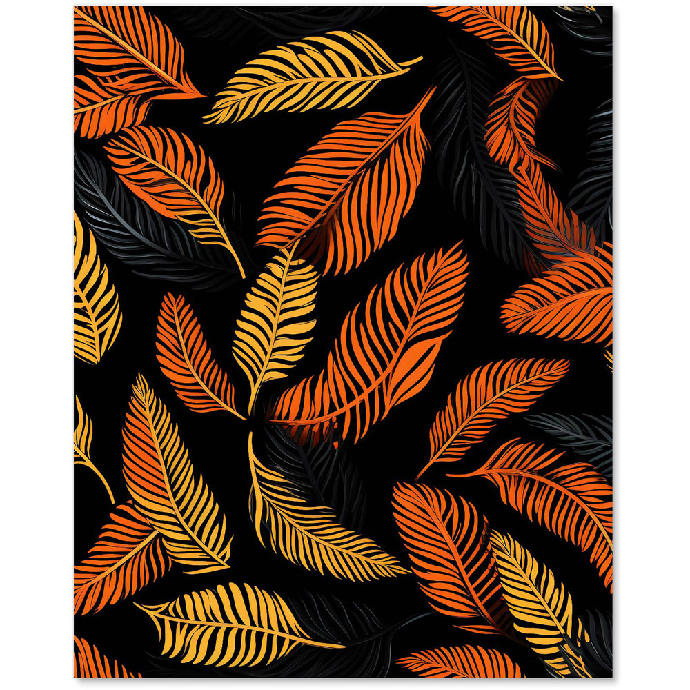 Warren Reed Designer Orange Feather Leaves Glass Kitchen Splashback 75 x 60cm Image 2