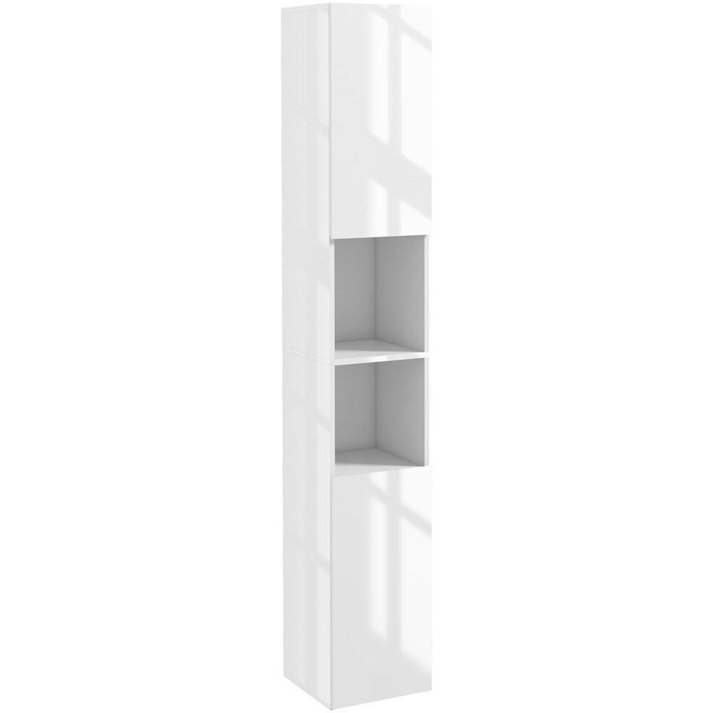 Portland 2 Door 2 Shelf White Gloss Bathroom Cabinet Image 2
