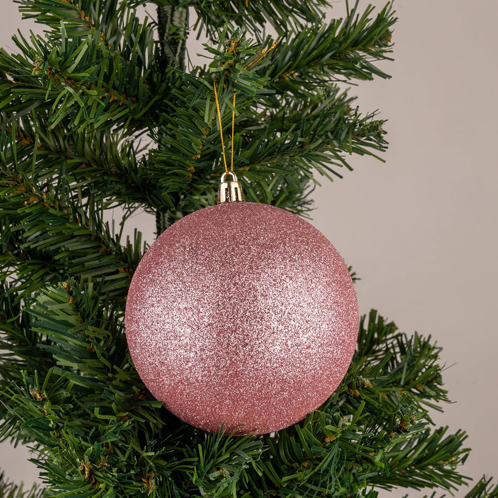 Shatchi 10cm Pink Shatterproof Christmas Bauble 3 Pack Image 2