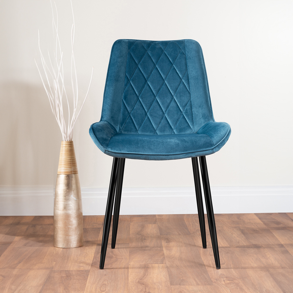 Furniturebox Copeland Cesano Marble Effect 6 Seater Dining Set White Blue and Black Image 4