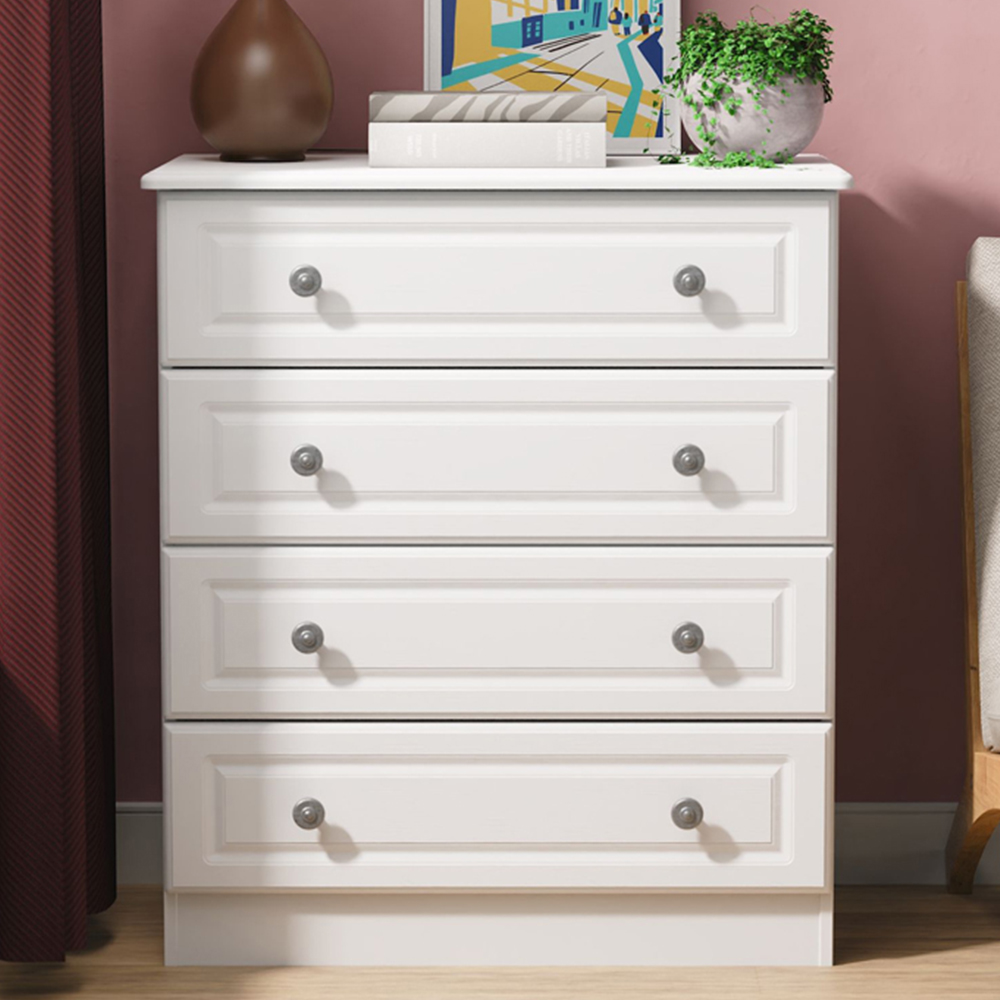 Crowndale Pembroke 4 Drawer Matt White Chest of Drawers Ready Assembled Image 1