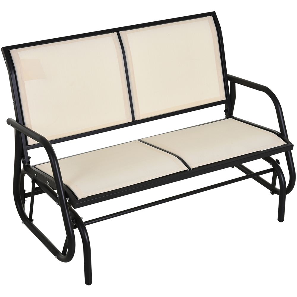 Outsunny 2 Seater Beige Steel Gliding Garden Bench Image 2