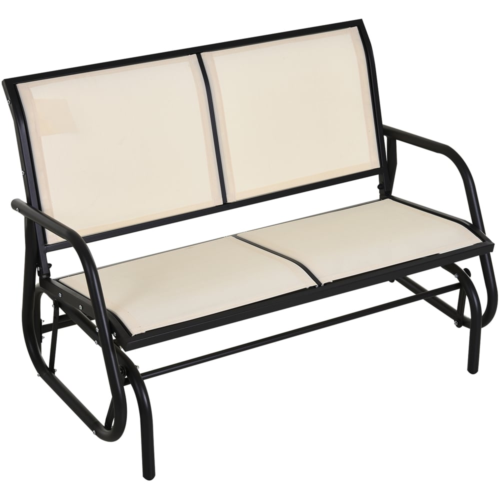 Outsunny 2 Seater Beige Steel Gliding Garden Bench Image 2