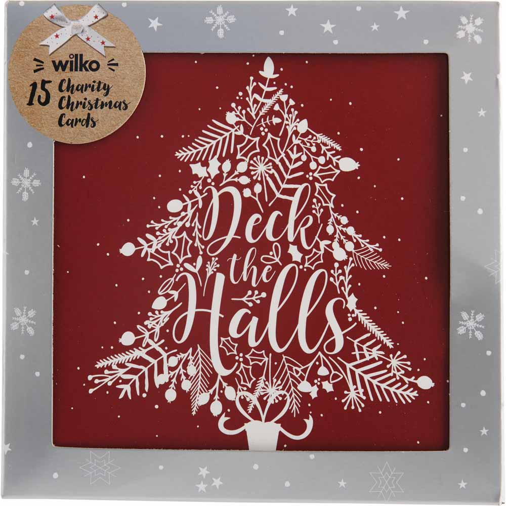 Wilko Standard Deck the Halls 15 pack Christmas Cards Image 1