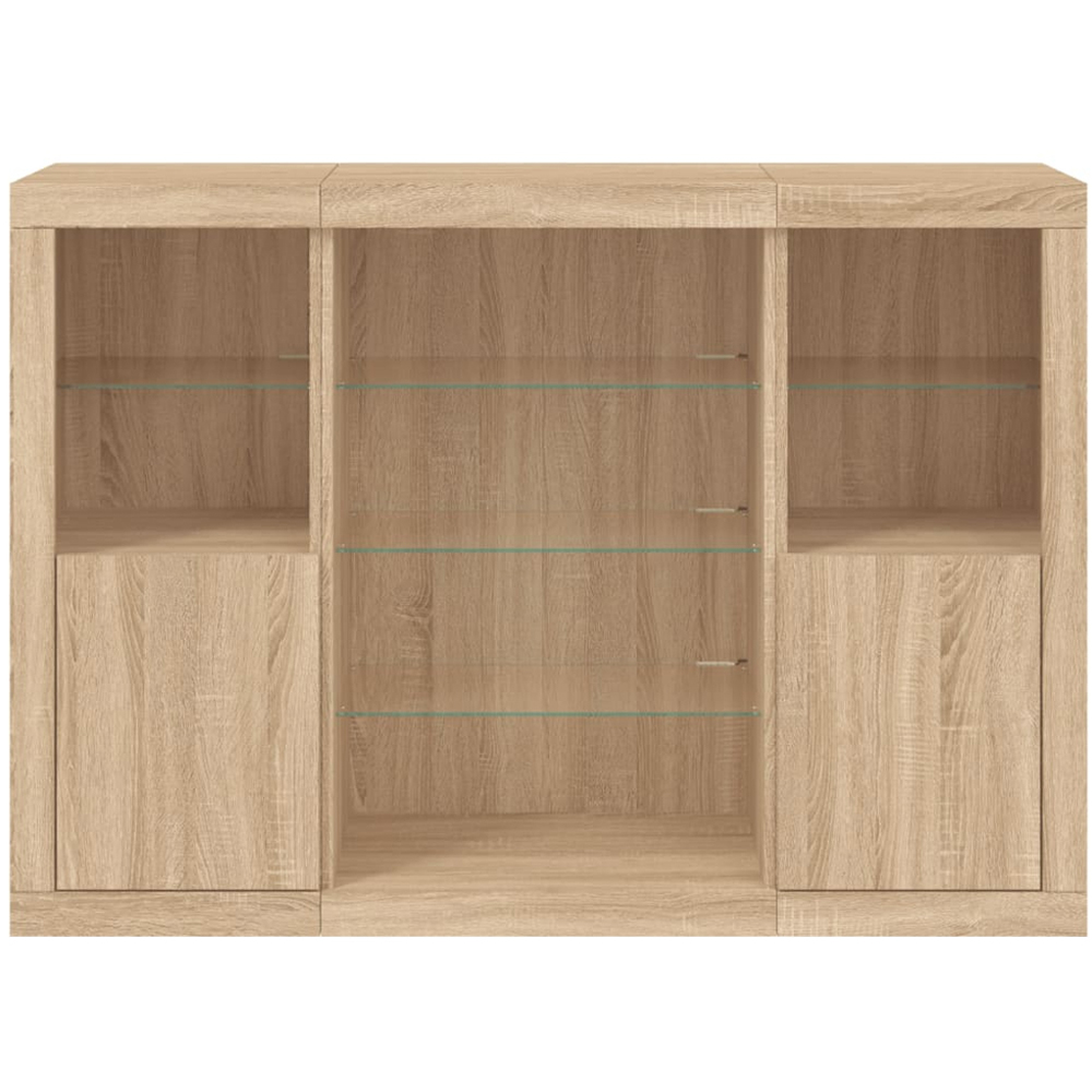 vidaXL 2 Door 8 Shelf Sonoma Oak Sideboard with LED Lights Image 6
