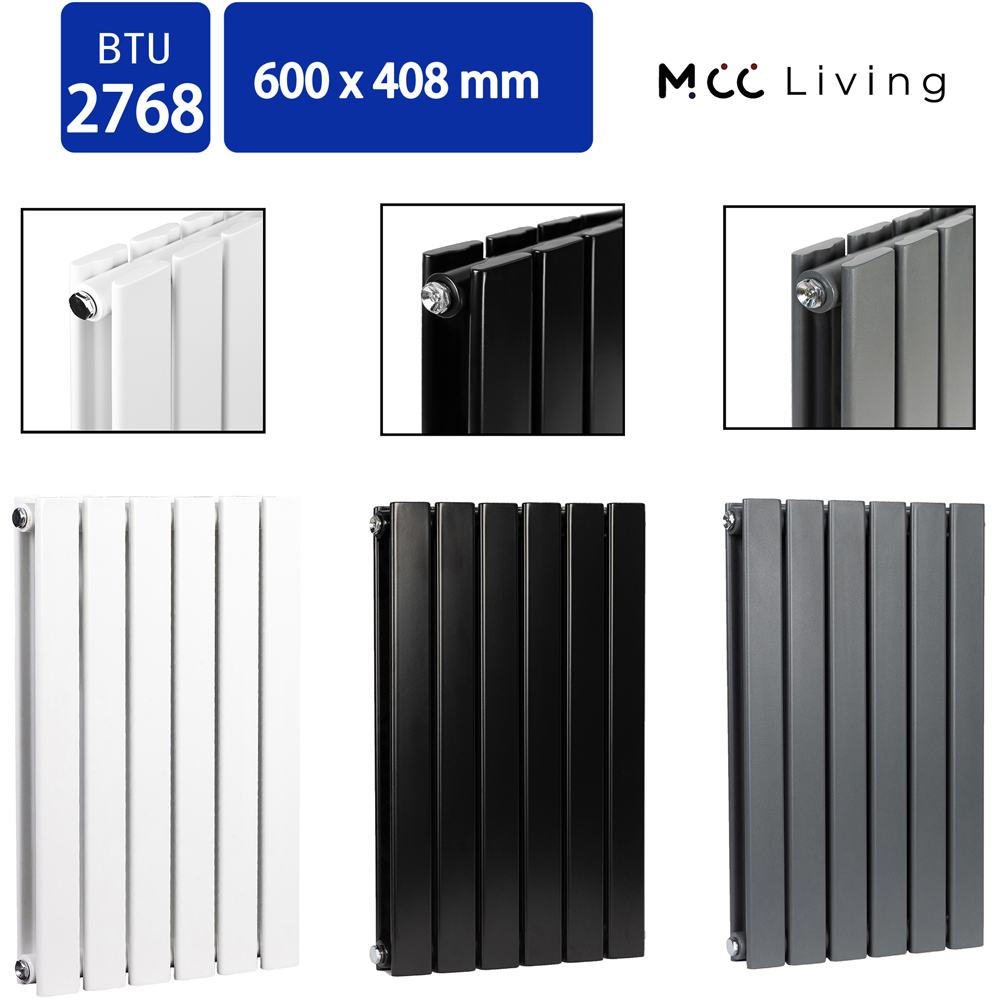 Black 2768 BTU Double Flat Panel Vertical Column Radiator 600 x 408mm Image 4
