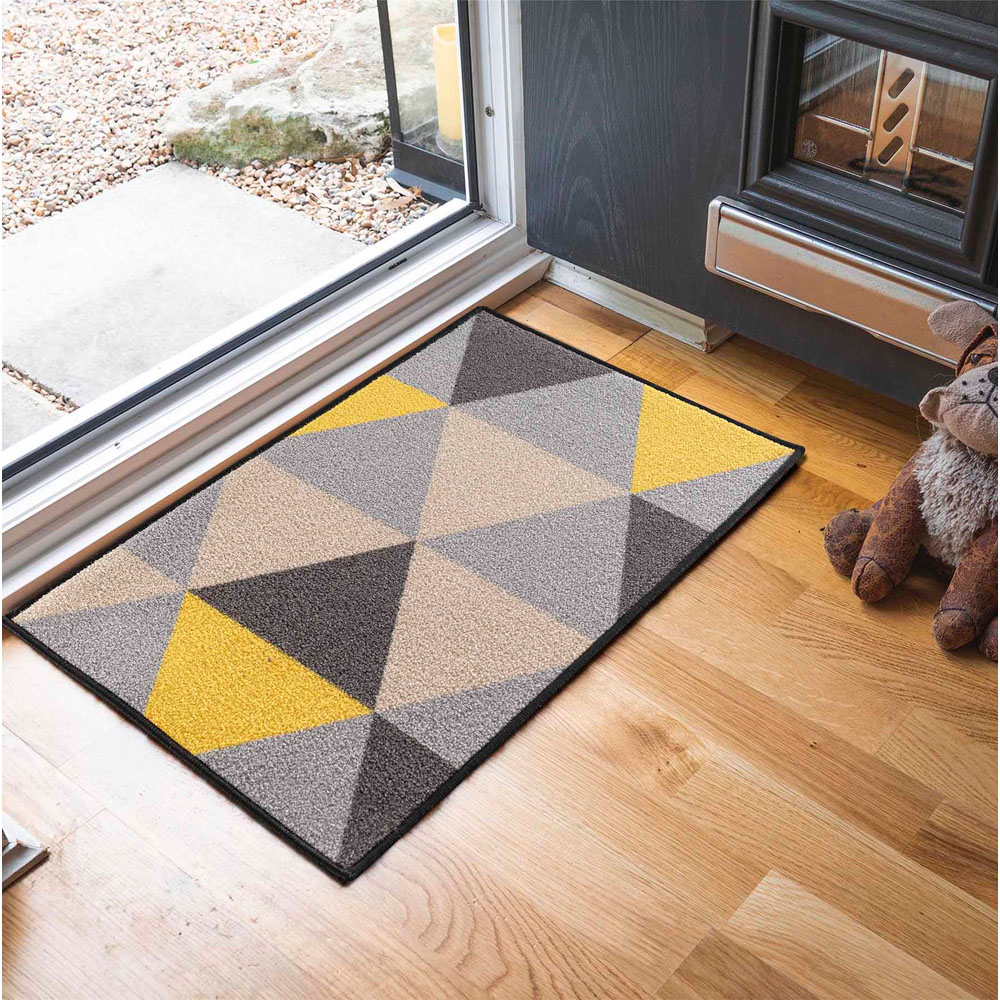Desire Rugs Havana Dark Gold Geometric Anti Slip Door Mat 90 x 57cm Image 2