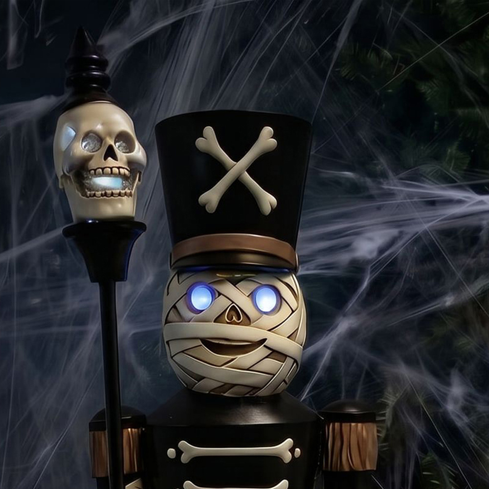wilko Multicolour LED Halloween Mummy Nutcracker with Skull Staff 4ft Image 7