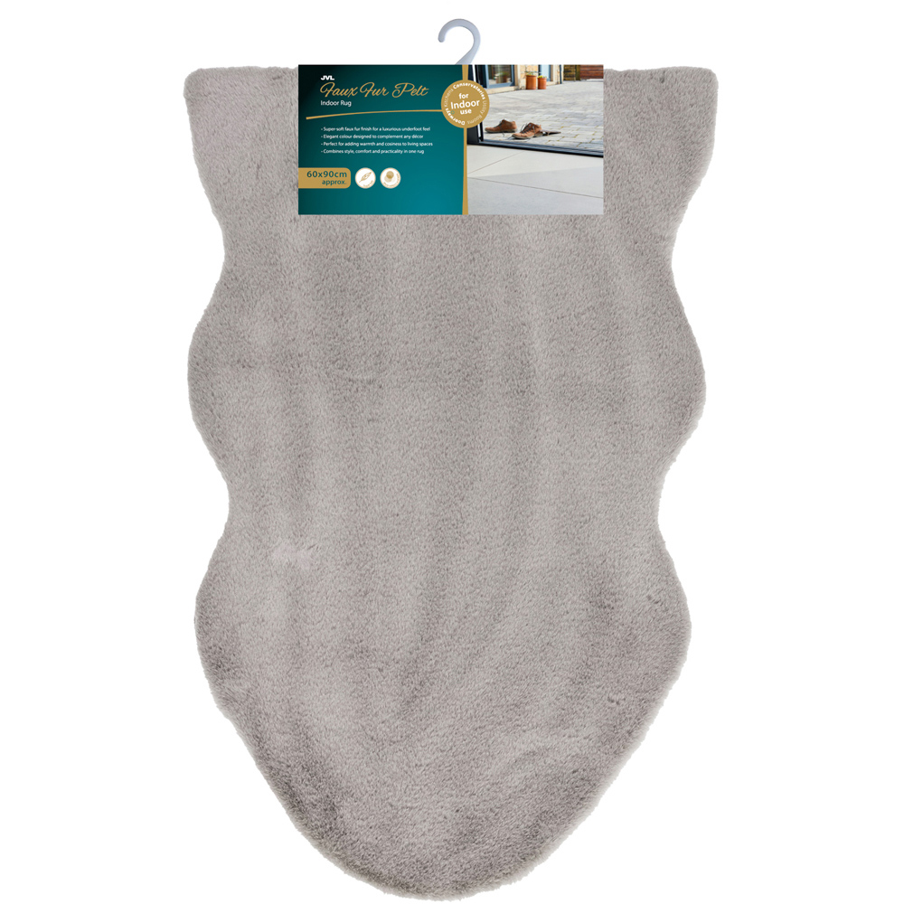 JVL Light Taupe Faux Fur Rug 60 x 90cm Image 3