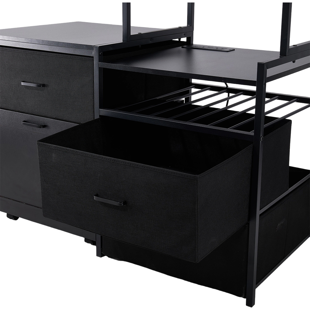 Living and Home 4 Drawer Black Mini Fridge Stand Kitchen Organiser with Wine Rack and Power Socket Image 6