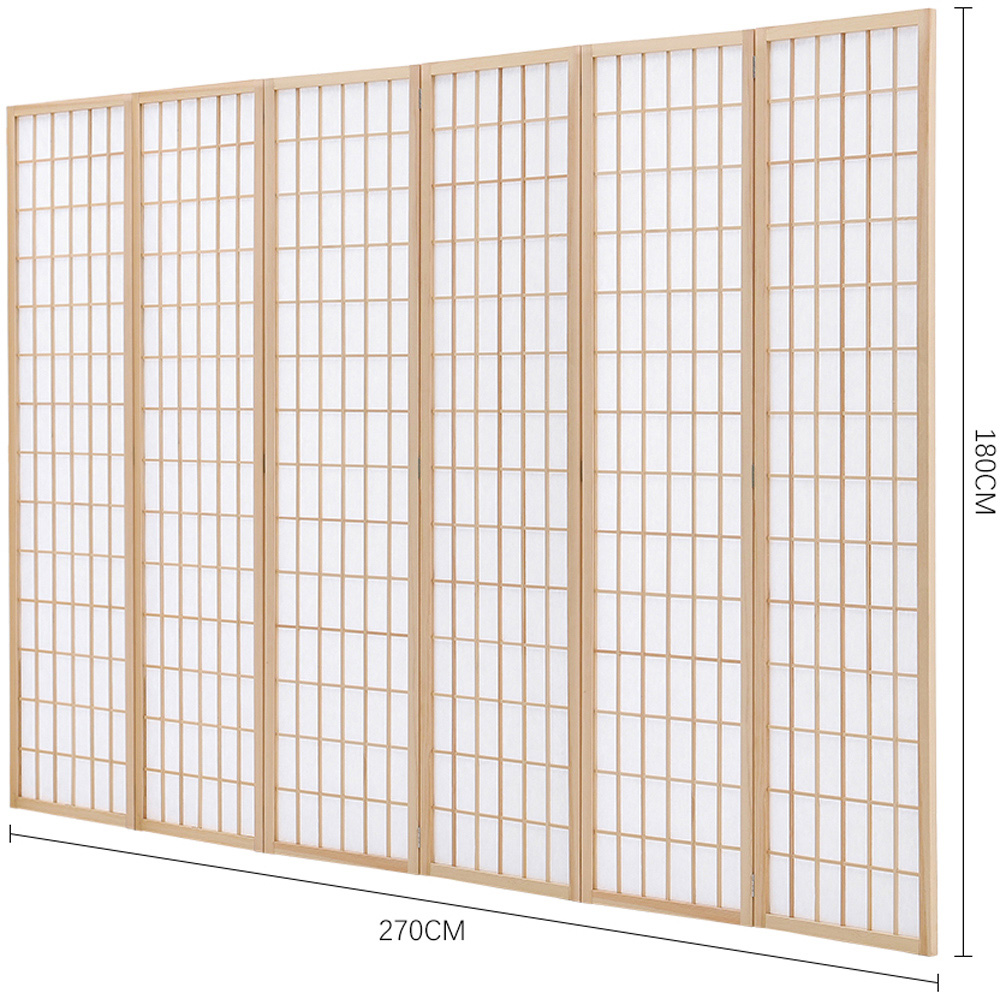 Living and Home 6 Panel Natural Folding Wooden Privacy Screen Image 8