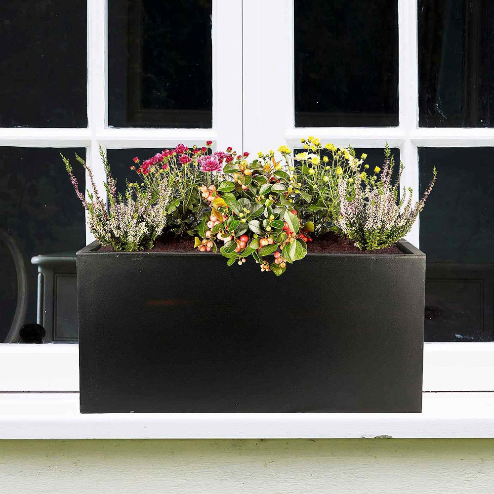 wilko Window Flower Box Black Light Concrete Outdoor Planter 20.5cm Image 4