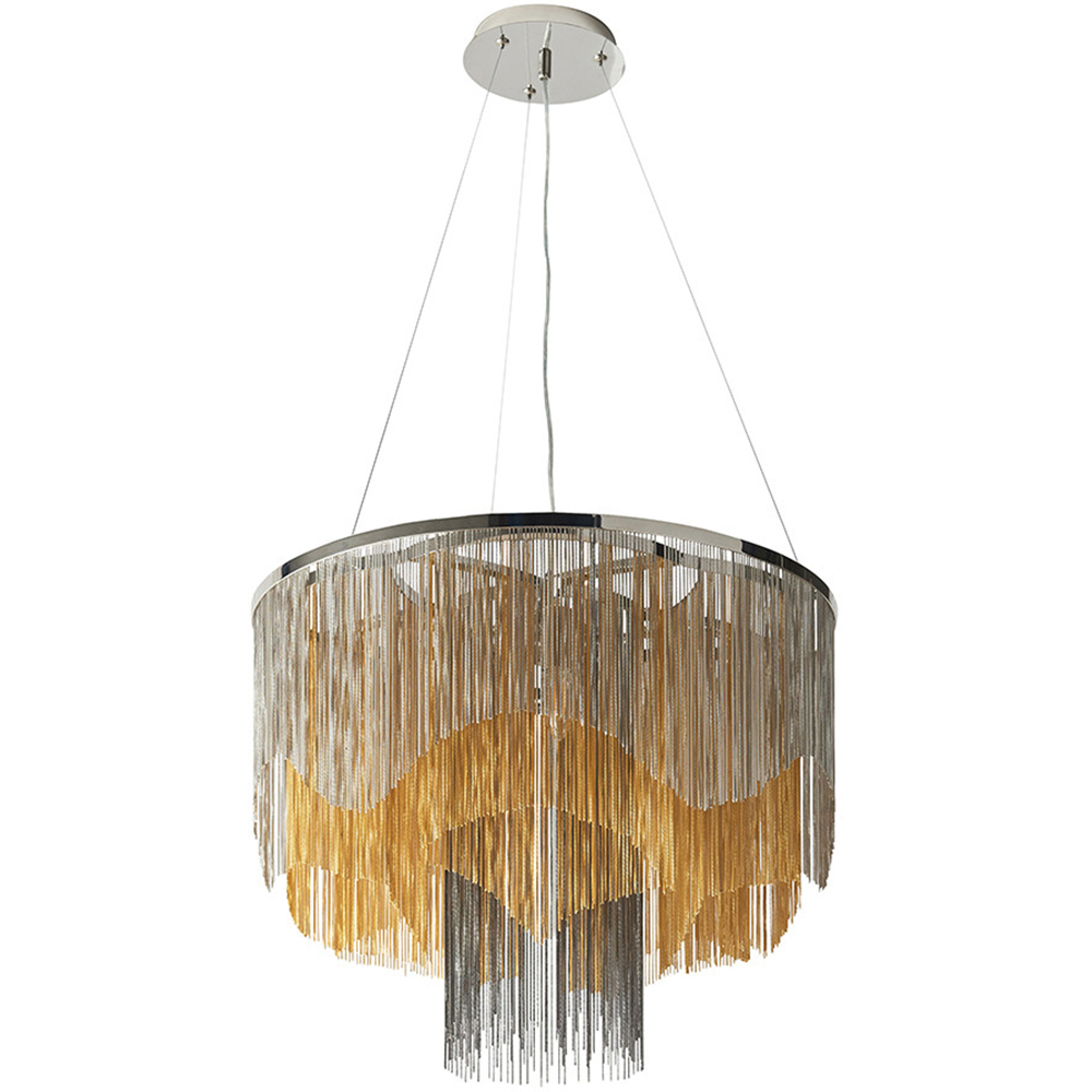 Merano Carbonia Gold and Black Chain 5 Light Ceiling Pendant Image 1