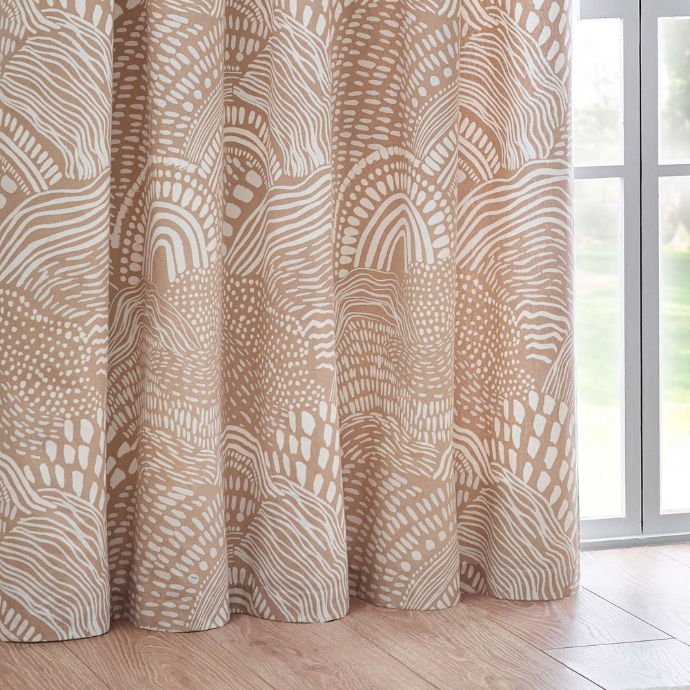 Hoem Nola Oat Abstract Eyelet Curtains 117 x 137cm Image 3