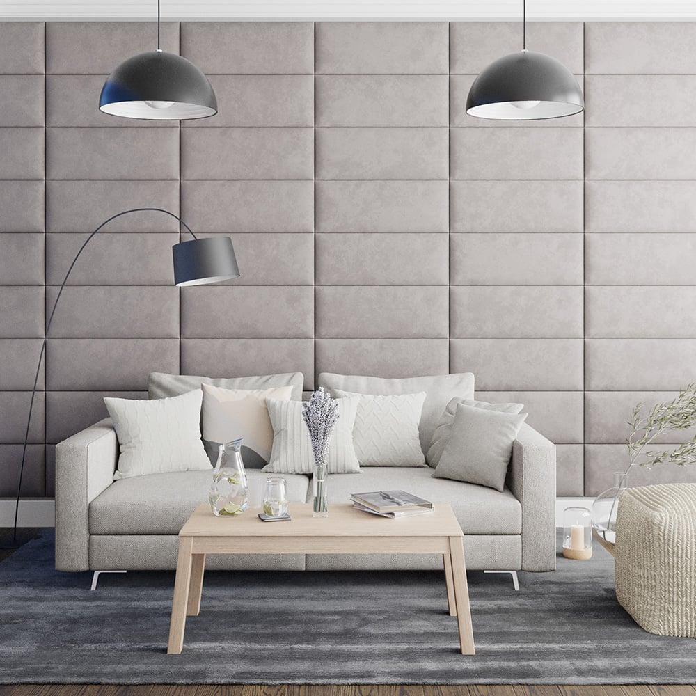 Aspire EasyMount Silver Plush Velvet Upholstered Wall Mounted Headboard Panels 8 Pack Image 3