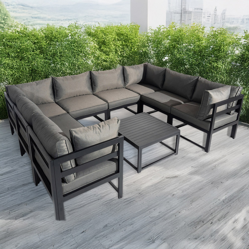 Furniture One 8 Seater L Shape Aluminium Garden Corner Sofa Set Image 1