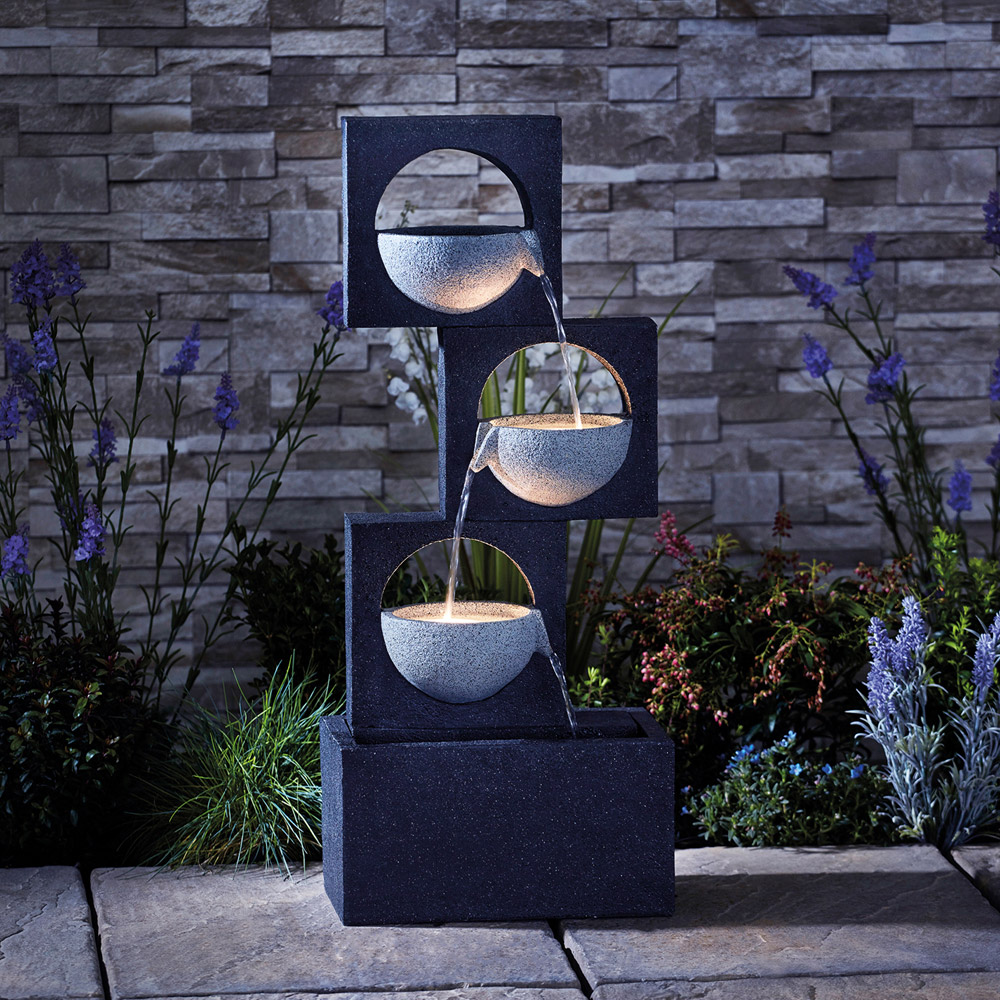 Garden Gear Serenity Modern Granite Cascading Bowls Water Feature Image 5