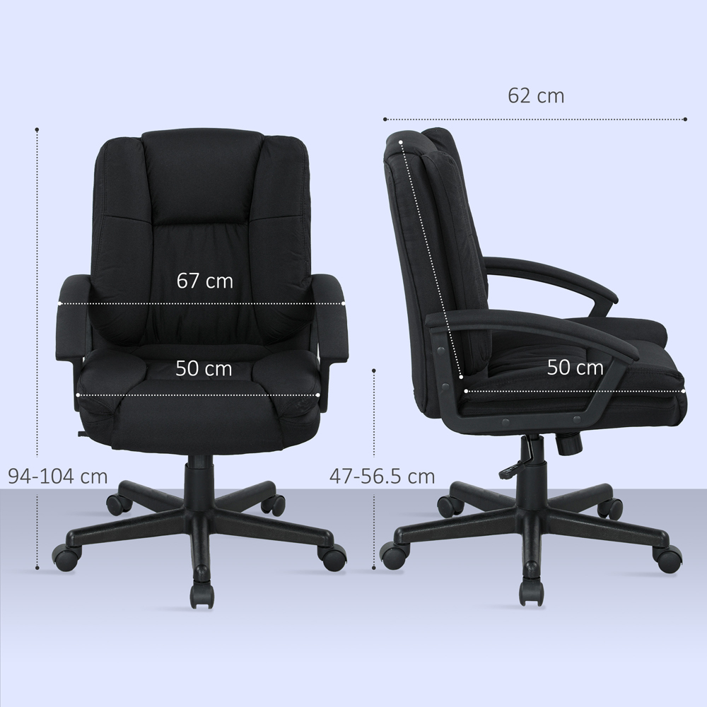 HOMCOM Black Swivel Mid Back Office Chair Image 9