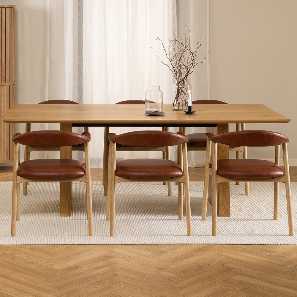 Florence Colima Rectangular 8 Seater Dining Table Oak Image 8