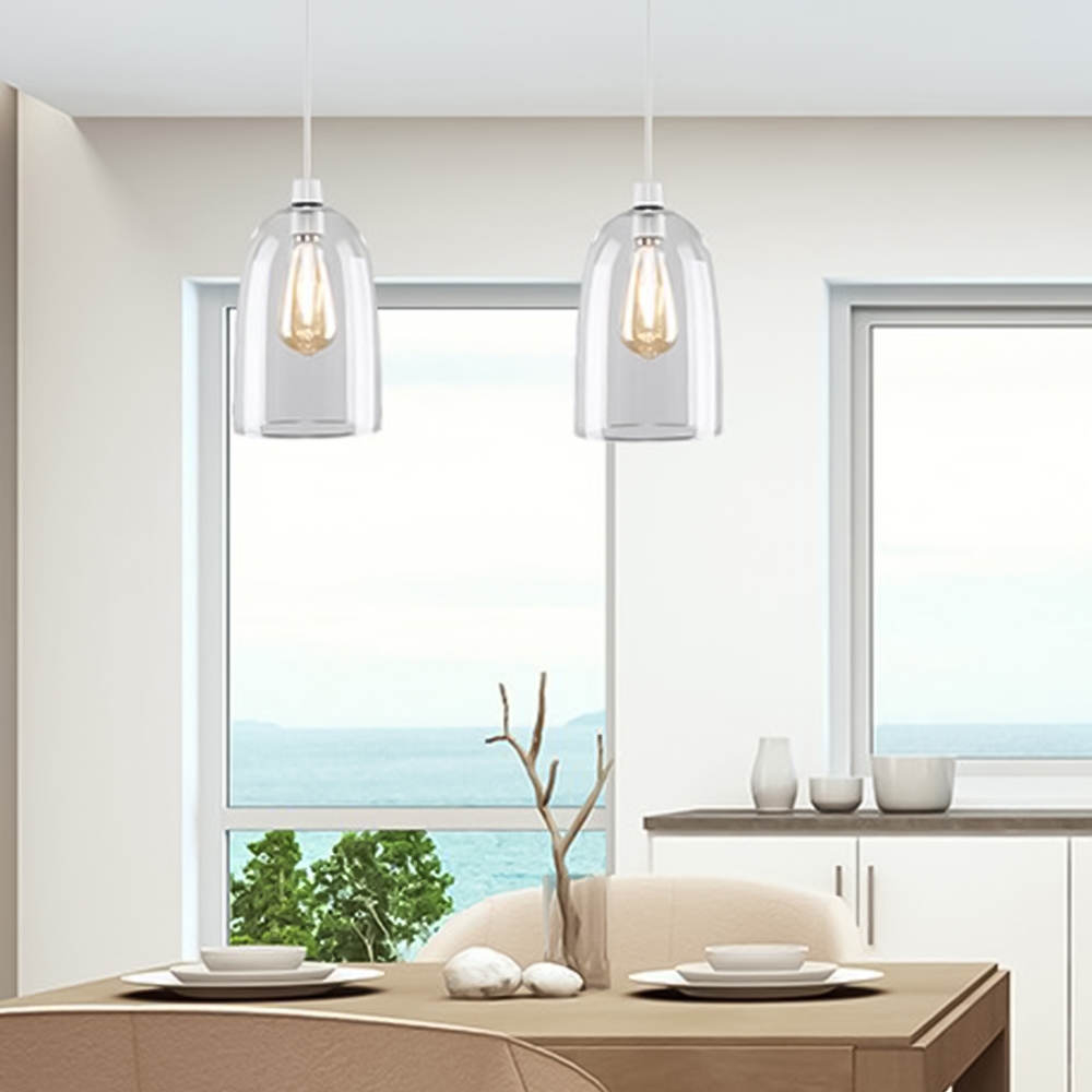 ValueLights Kira Glass Dome Shaped Ceiling Pendant Shade Wilko