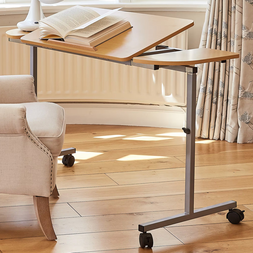 NRS Healthcare Brown Adjustable Over Bed Table Image 1