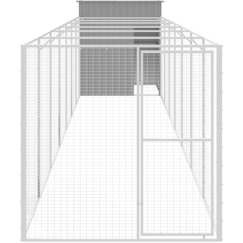 vidaXL Light Grey Steel Dog House with Run 165 x 863 x 181cm Image 2